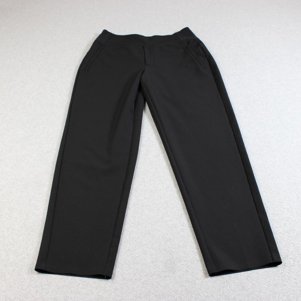 Athleta Pants Women 4 Black Ankle Straight Leg Elastic Waist Stretch Office Crop